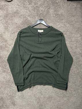 Bechamel Green Waffle Knit Henley Shirt XL